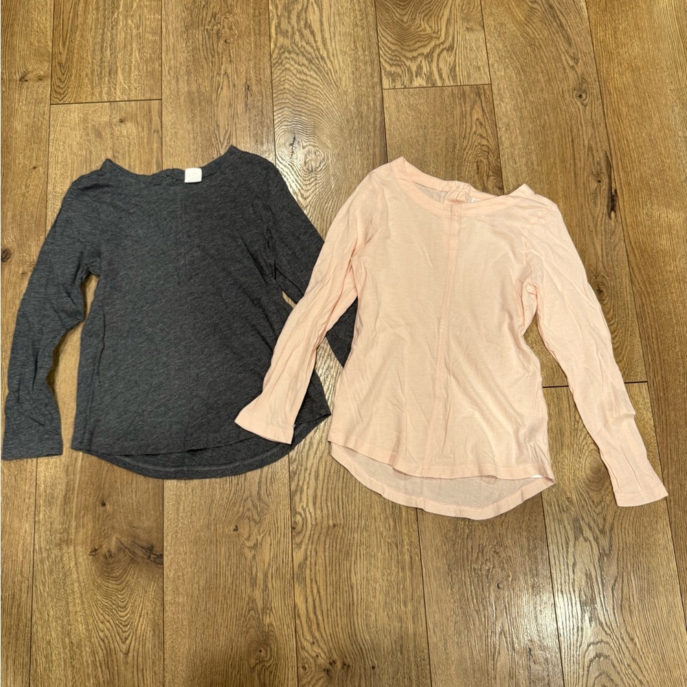 GAP Kids 2 Long Sleeve Tees - Charcoal and Light Pink
